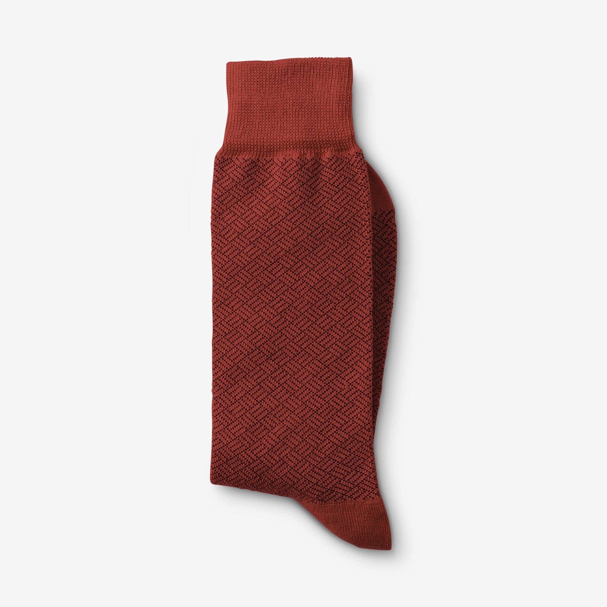 Mid-Calf Pattern Dress Sock - Brick Red Rhombi