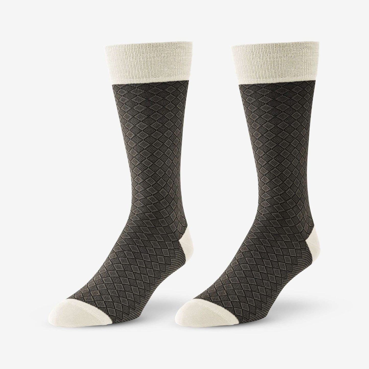 Mid-Calf Pattern Dress Sock - Beige Boxes