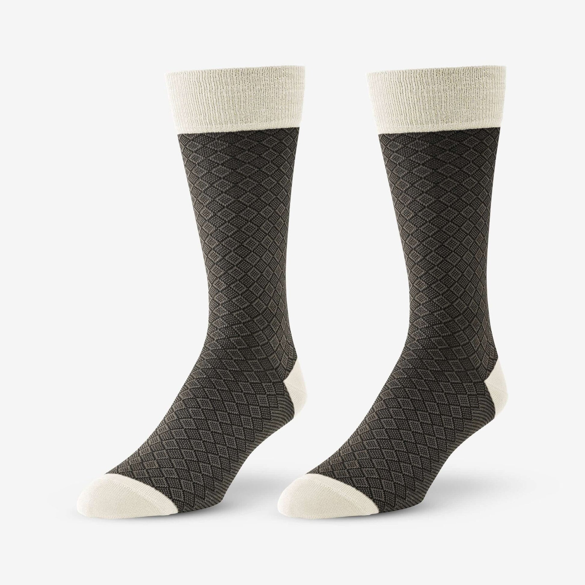 Mid-Calf Pattern Dress Sock - Beige Boxes