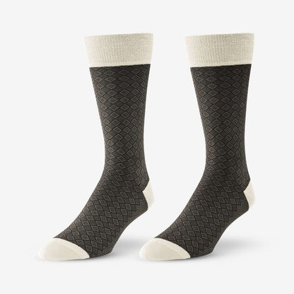 Mid-Calf Pattern Dress Sock - Beige Boxes