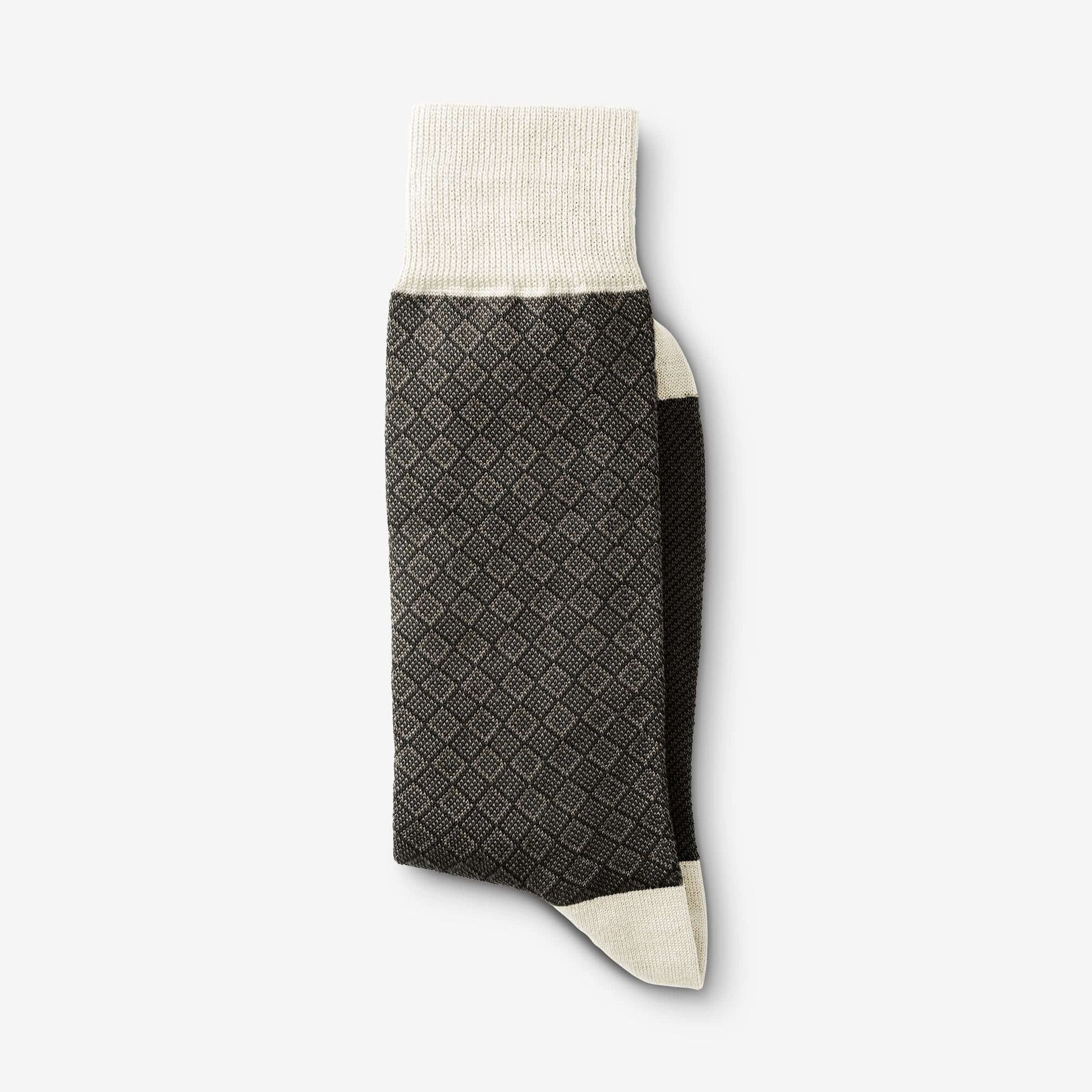 Mid-Calf Pattern Dress Sock - Beige Boxes