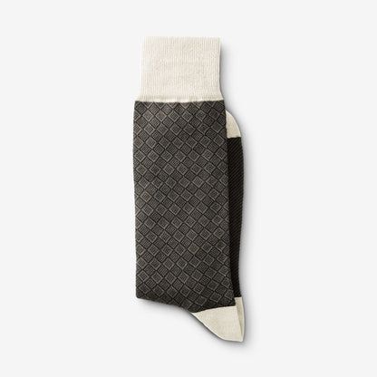 Mid-Calf Pattern Dress Sock - Beige Boxes