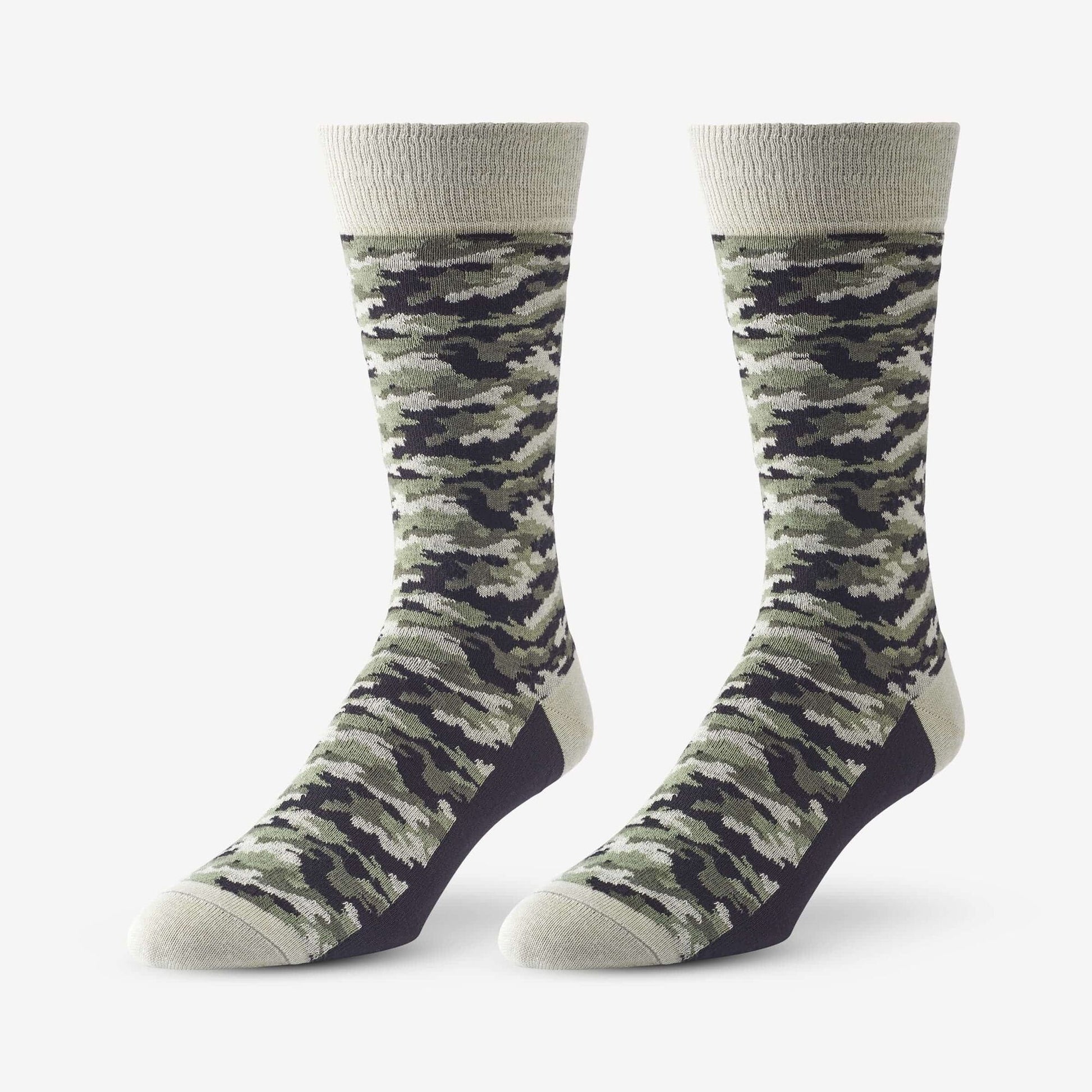 Mid-Calf Pattern Knit Dress Sock - Olive Camo