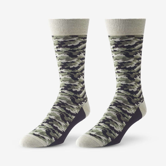 Mid-Calf Pattern Knit Dress Sock - Olive Camo