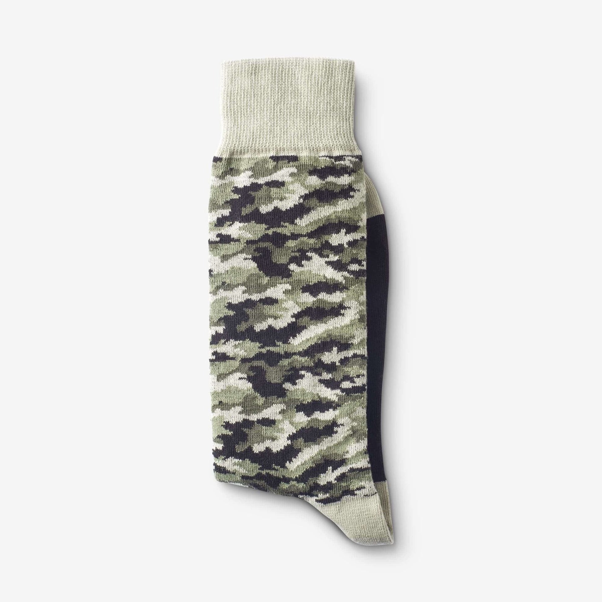 Mid-Calf Pattern Knit Dress Sock - Olive Camo