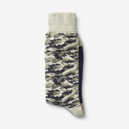Mid-Calf Pattern Knit Dress Sock - Olive Camo