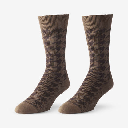 Mid-Calf Pattern Knit Dress Sock - Brown Houndstooth