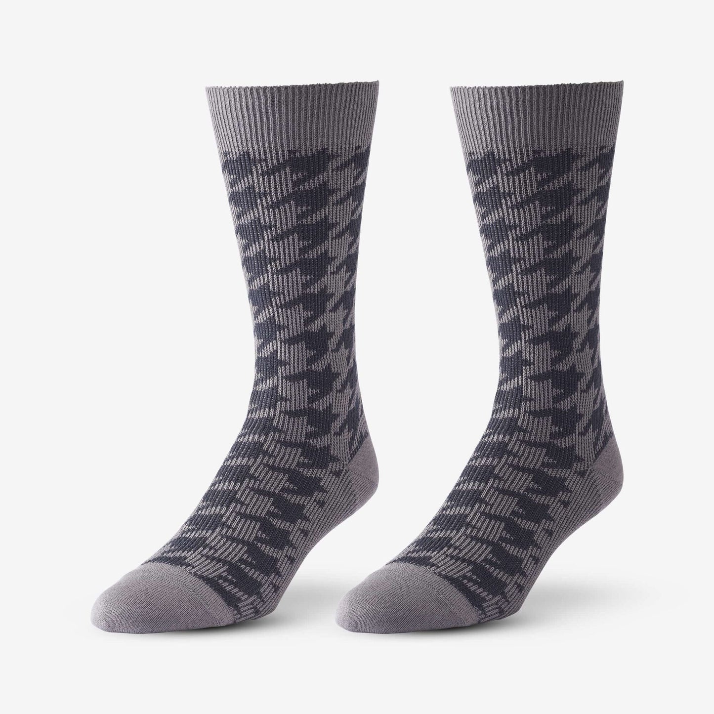 Mid-Calf Pattern Knit Dress Sock - Grey Houndstooth