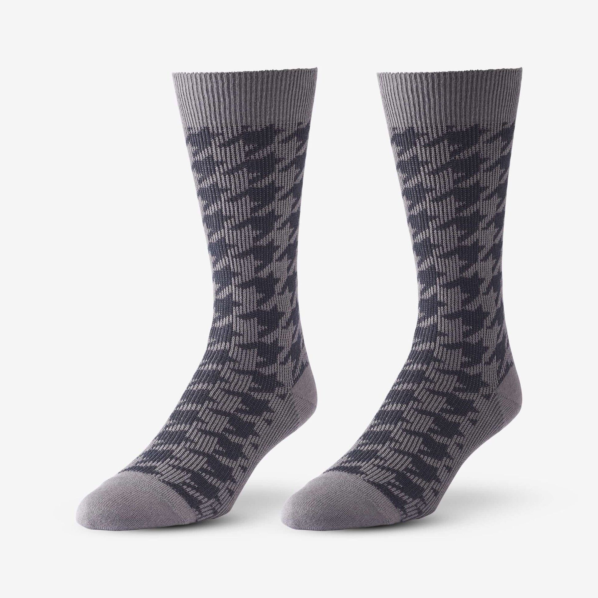 Mid-Calf Pattern Knit Dress Sock - Grey Houndstooth