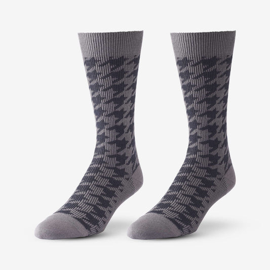 Mid-Calf Pattern Knit Dress Sock - Grey Houndstooth