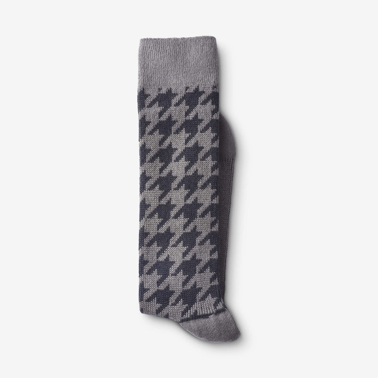 Mid-Calf Pattern Knit Dress Sock - Grey Houndstooth