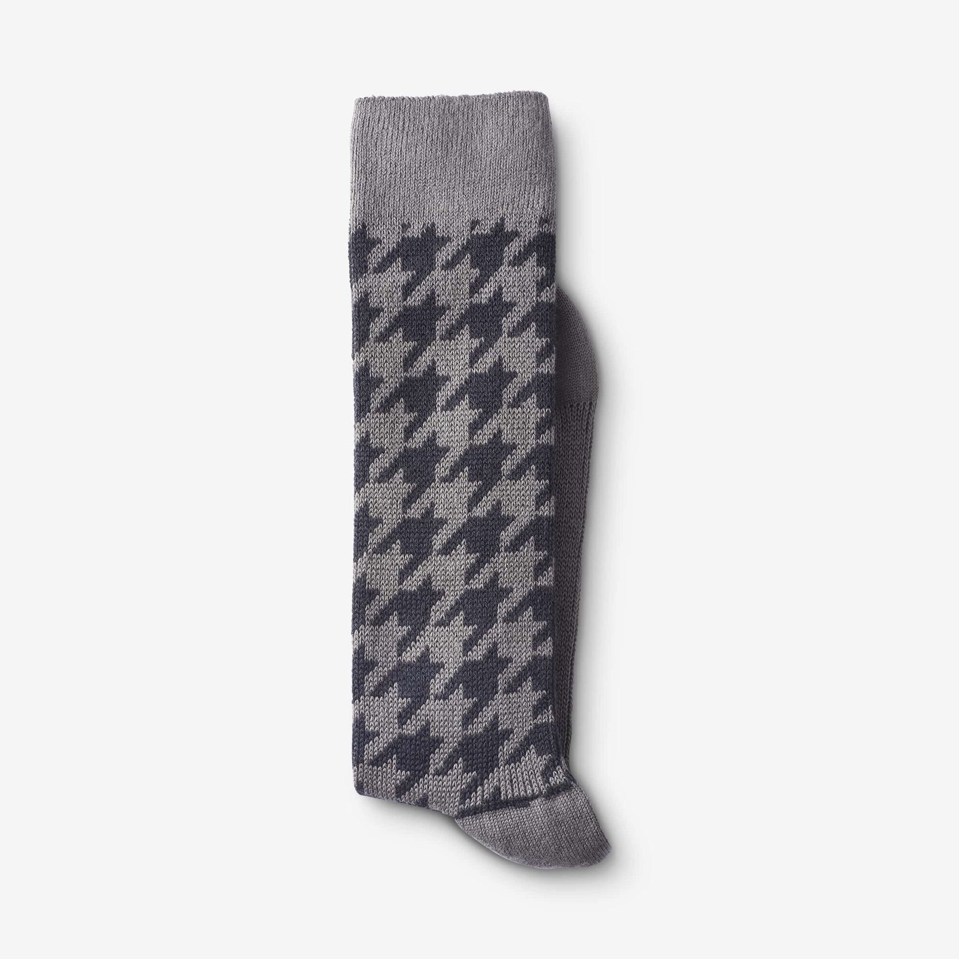 Mid-Calf Pattern Knit Dress Sock - Grey Houndstooth