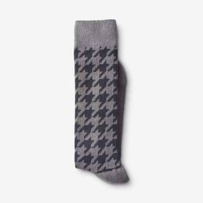 Mid-Calf Pattern Knit Dress Sock - Grey Houndstooth