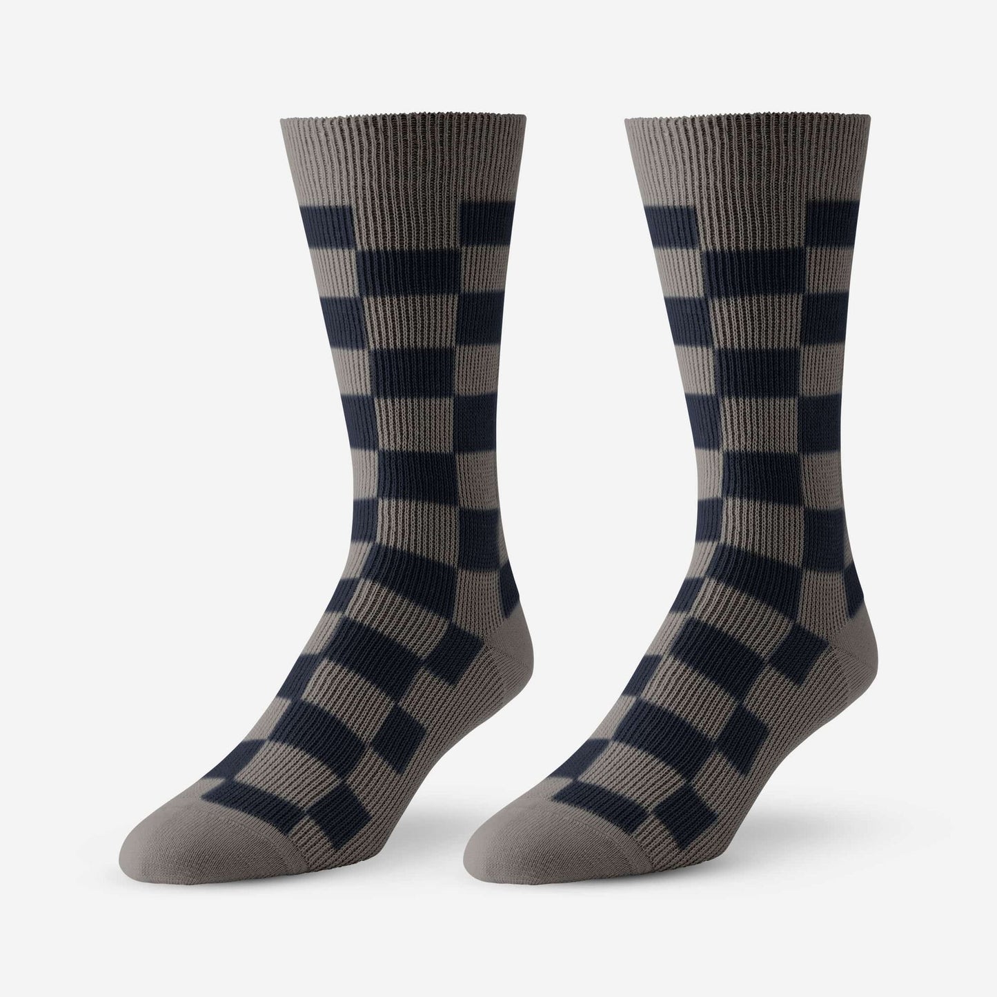 Mid-Calf Pattern Knit Dress Sock - Grey Check Board
