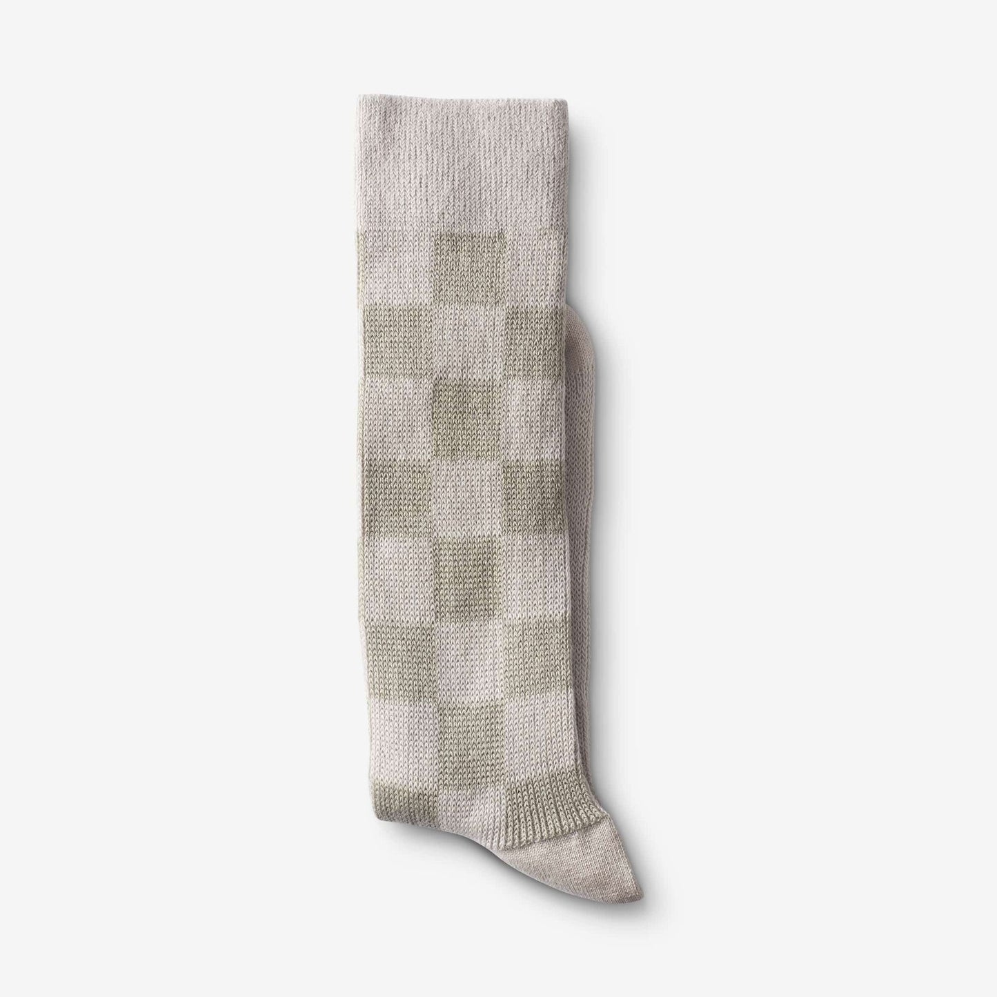 Mid-Calf Pattern Knit Dress Sock - Khaki Checker Board