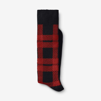 Mid-Calf Pattern Knit Dress Sock - Red Buffalo Plaid