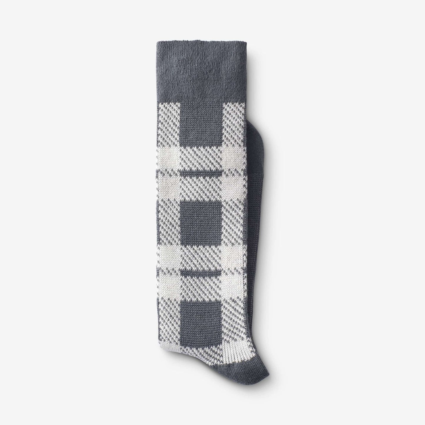 Mid-Calf Pattern Knit Dress Sock - Grey Buffalo Plaid