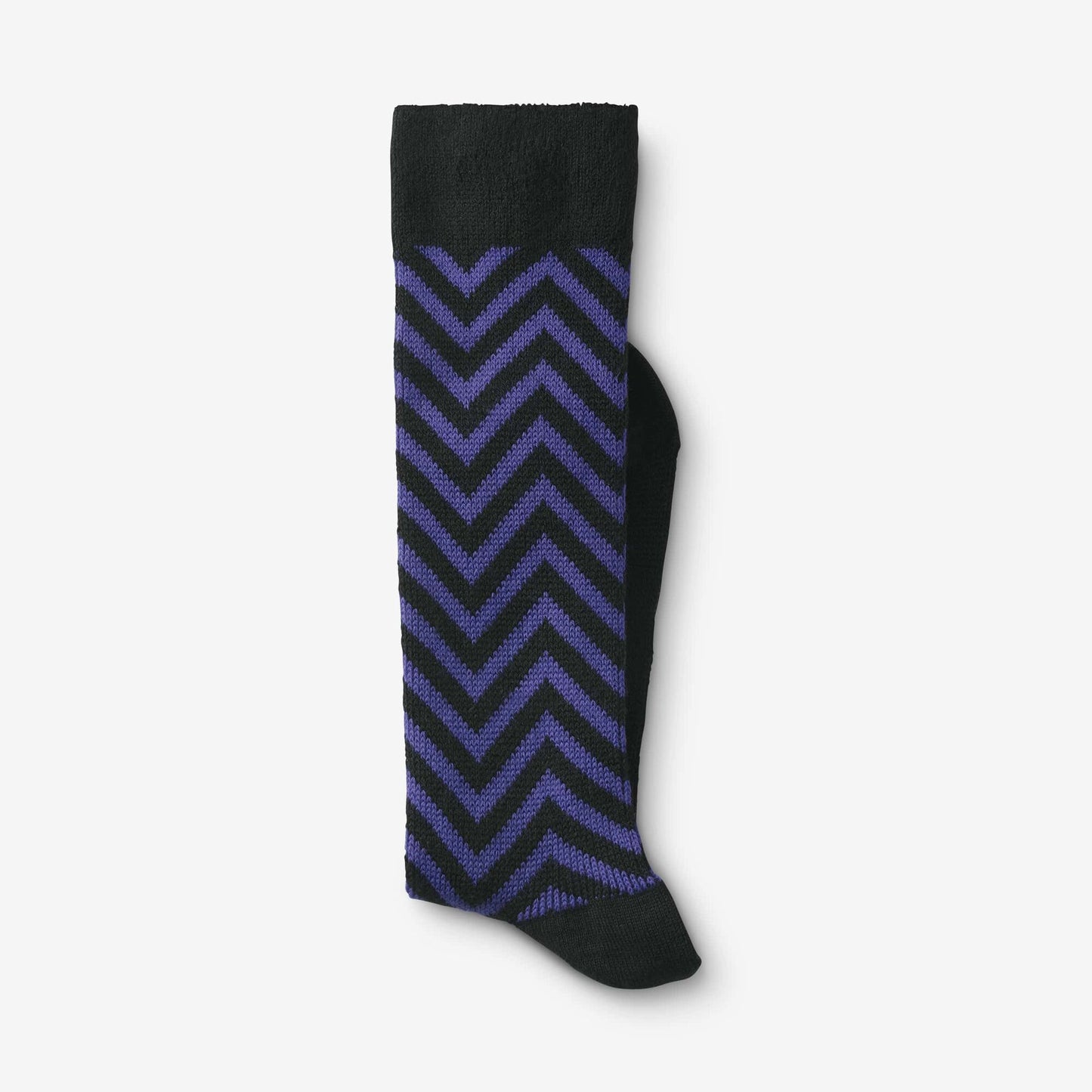 Mid-Calf Pattern Knit Dress Sock - Blue Zig Zag