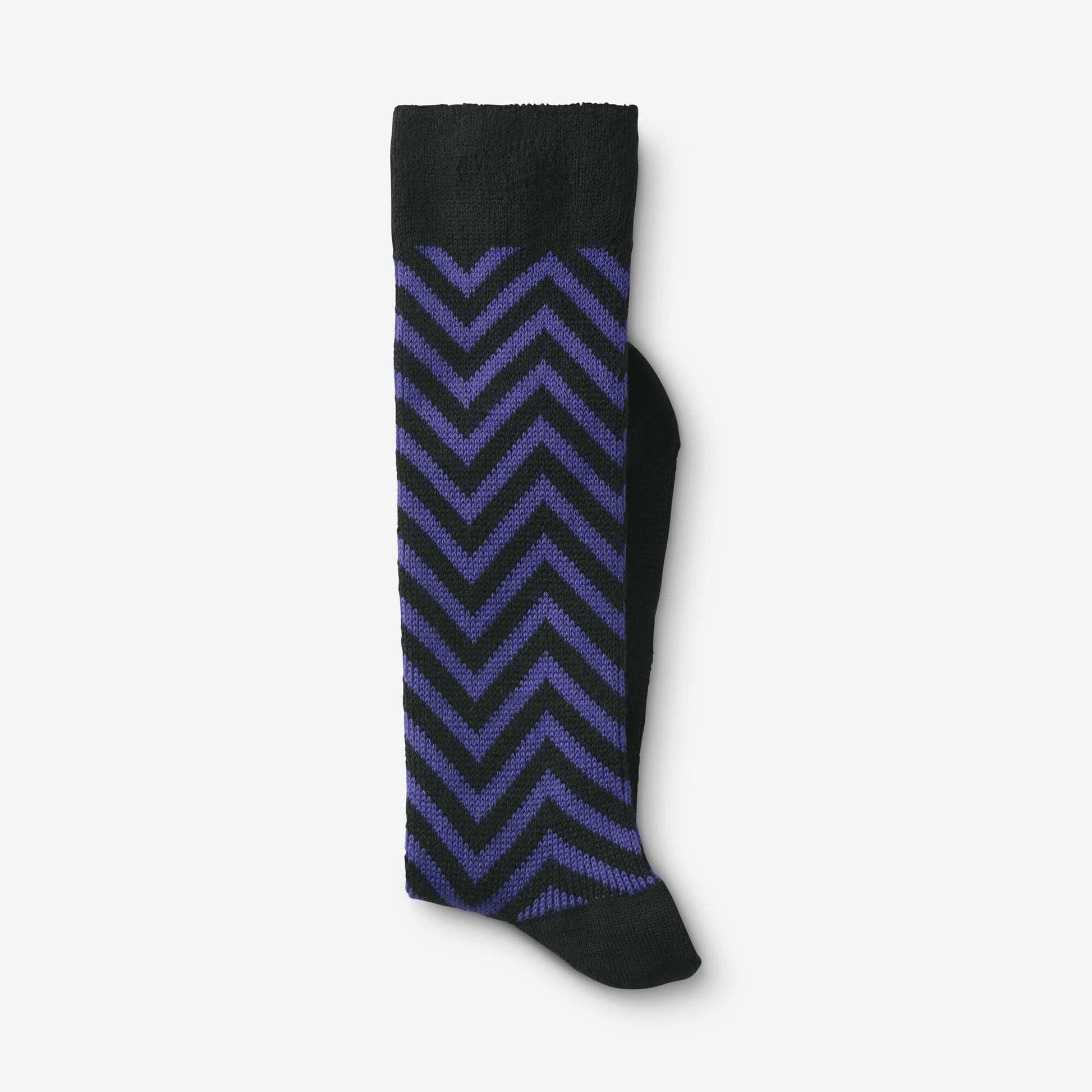 Mid-Calf Pattern Knit Dress Sock - Blue Zig Zag