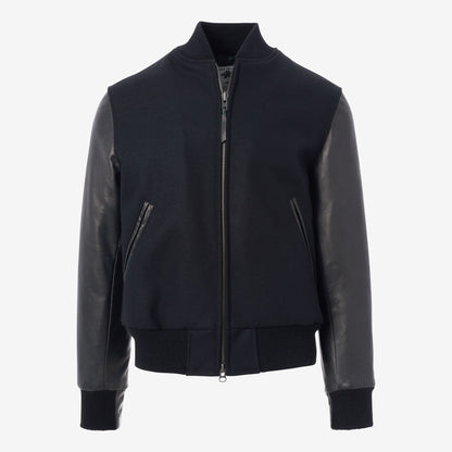Zip Up Varsity Jacket by Golden Bear - Black