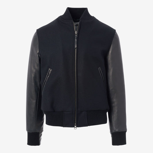 Zip Up Varsity Jacket by Golden Bear - Black
