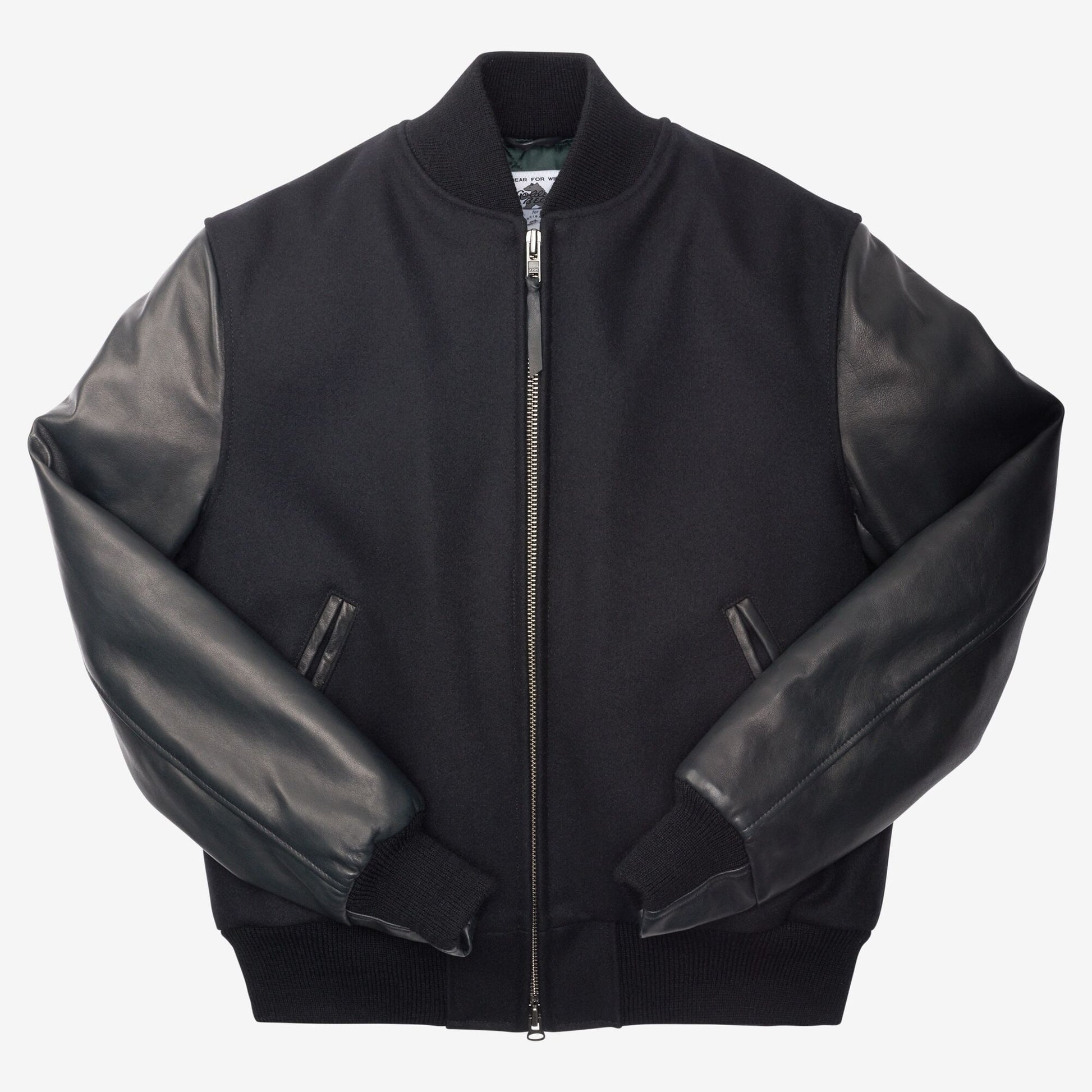 Zip Up Varsity Jacket by Golden Bear - Black