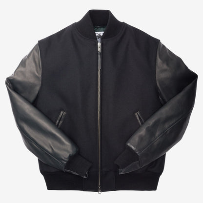 Zip Up Varsity Jacket by Golden Bear - Black