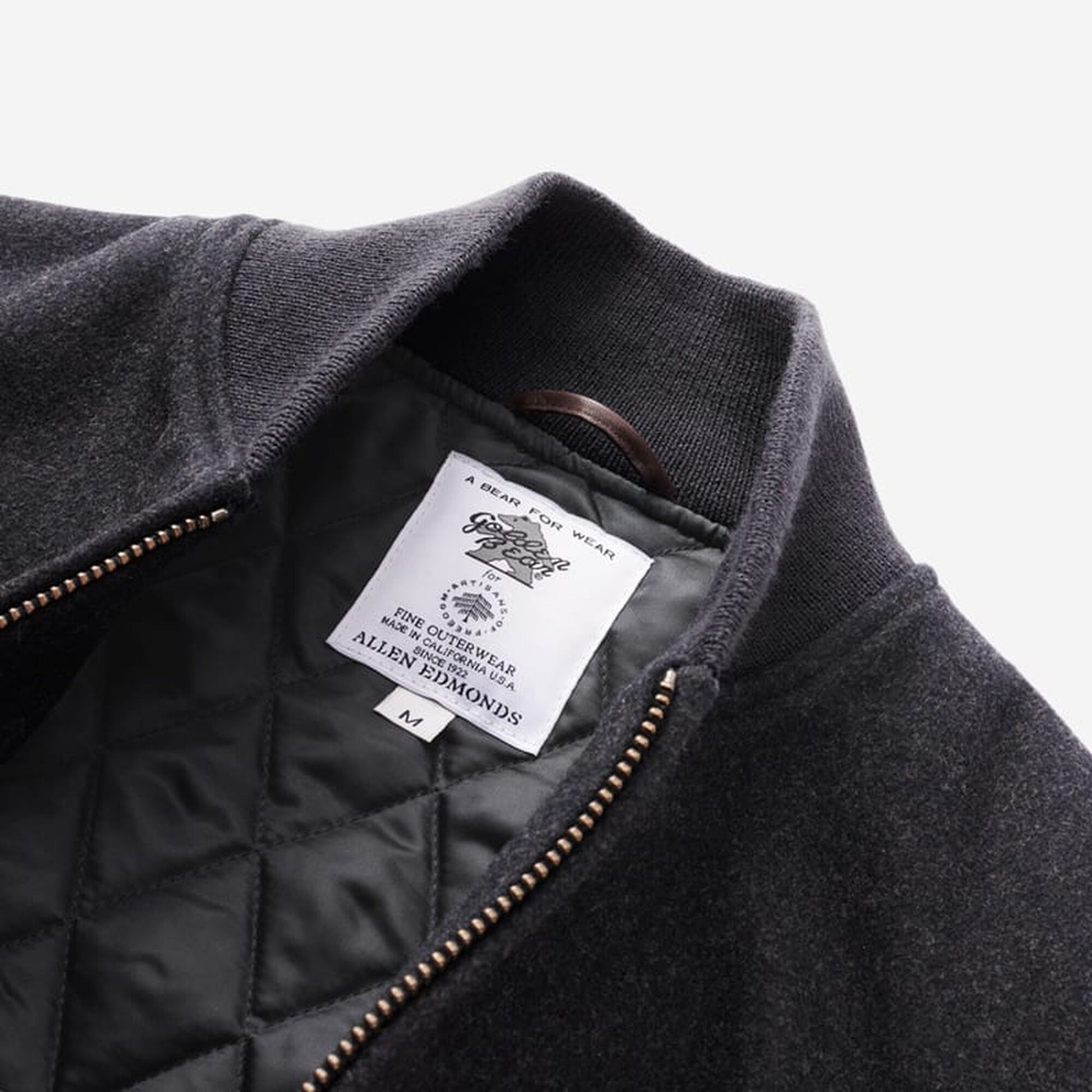 Zip Up Varsity Jacket by Golden Bear - Charcoal