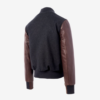 Zip Up Varsity Jacket by Golden Bear - Charcoal