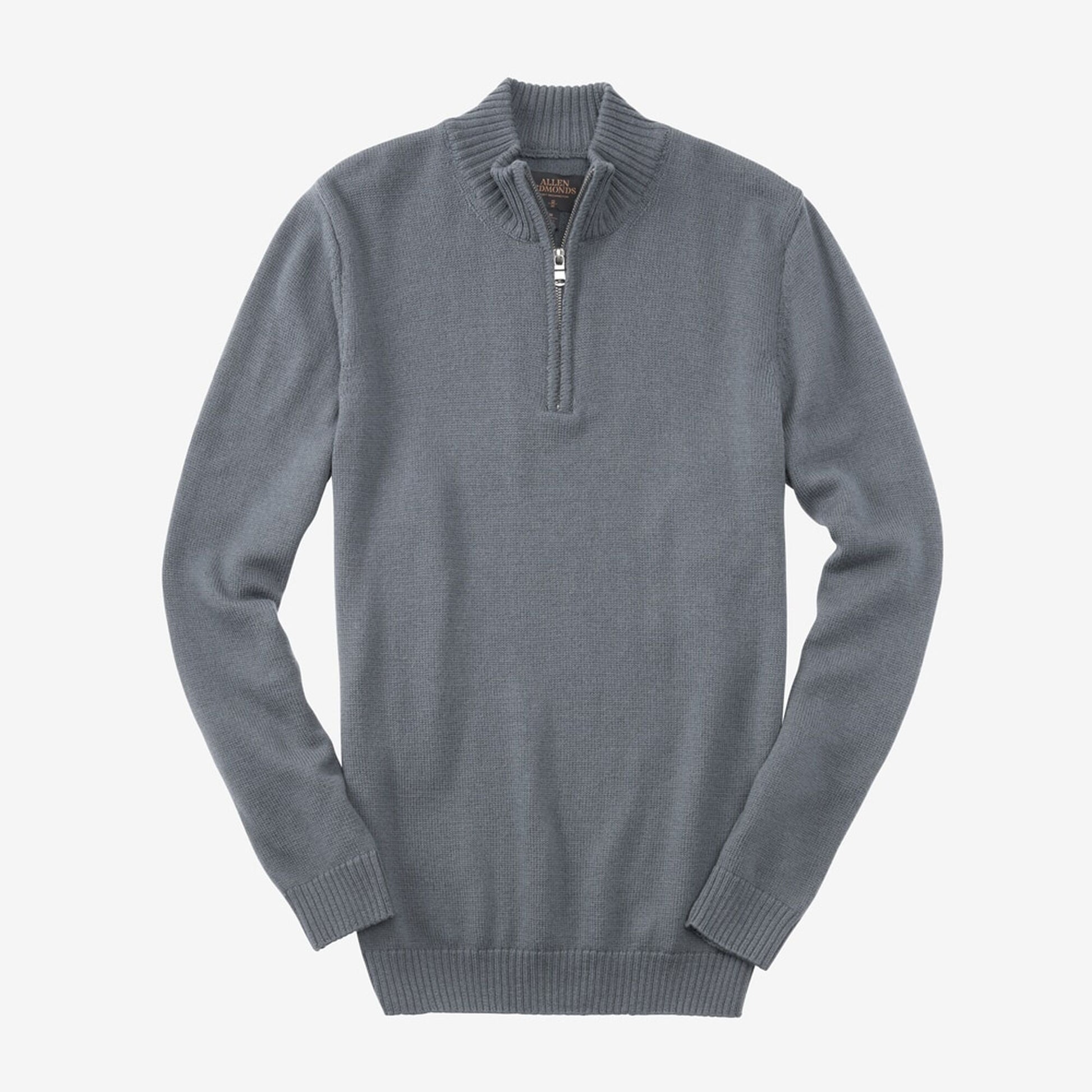 Carlton Merino Wool Half-Zip Sweater - Slate Grey