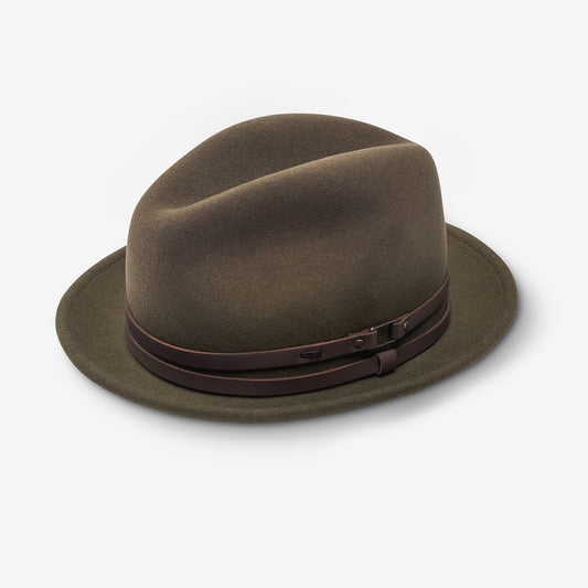 Allen Street Snap Brim Wool Fedora Hat by Bailey - Olive
