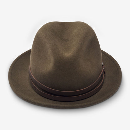Allen Street Snap Brim Wool Fedora Hat by Bailey - Olive