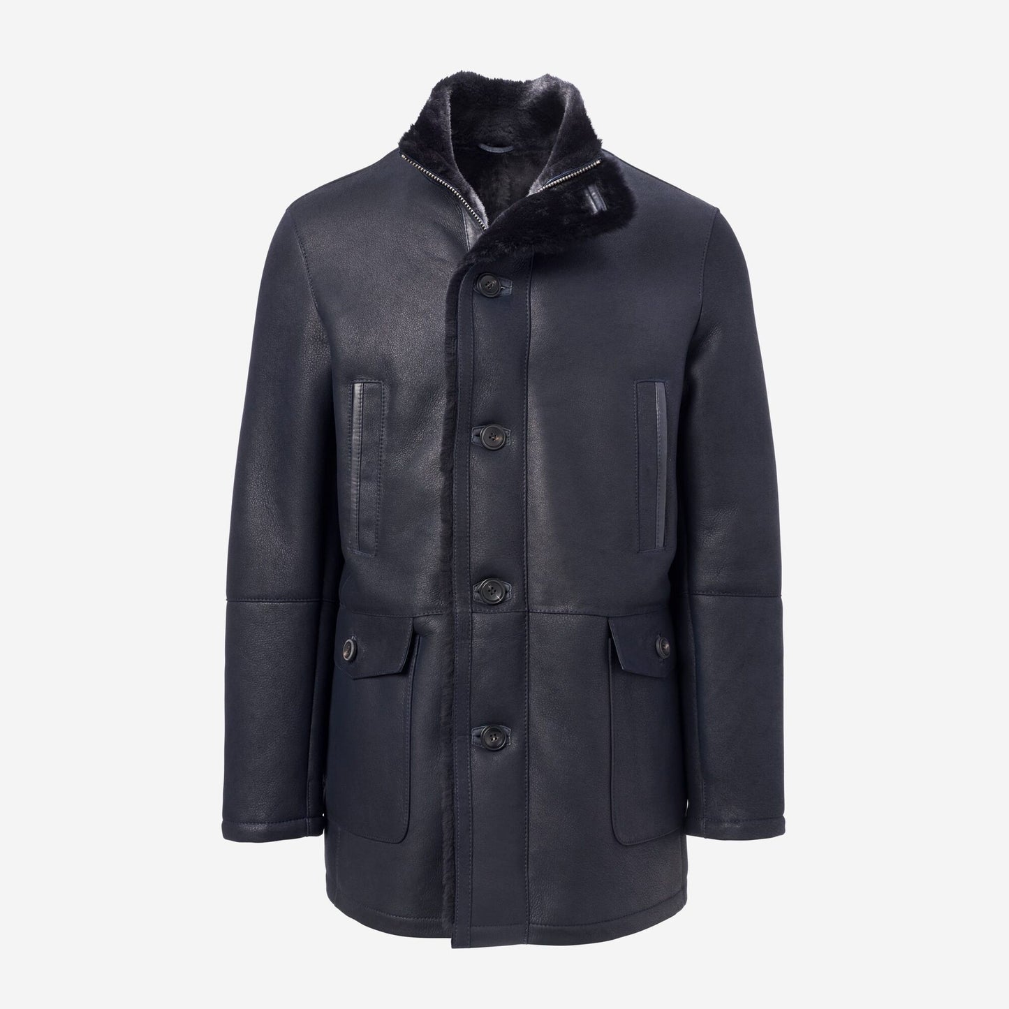 Shearling Hip Coat - Midnight Navy