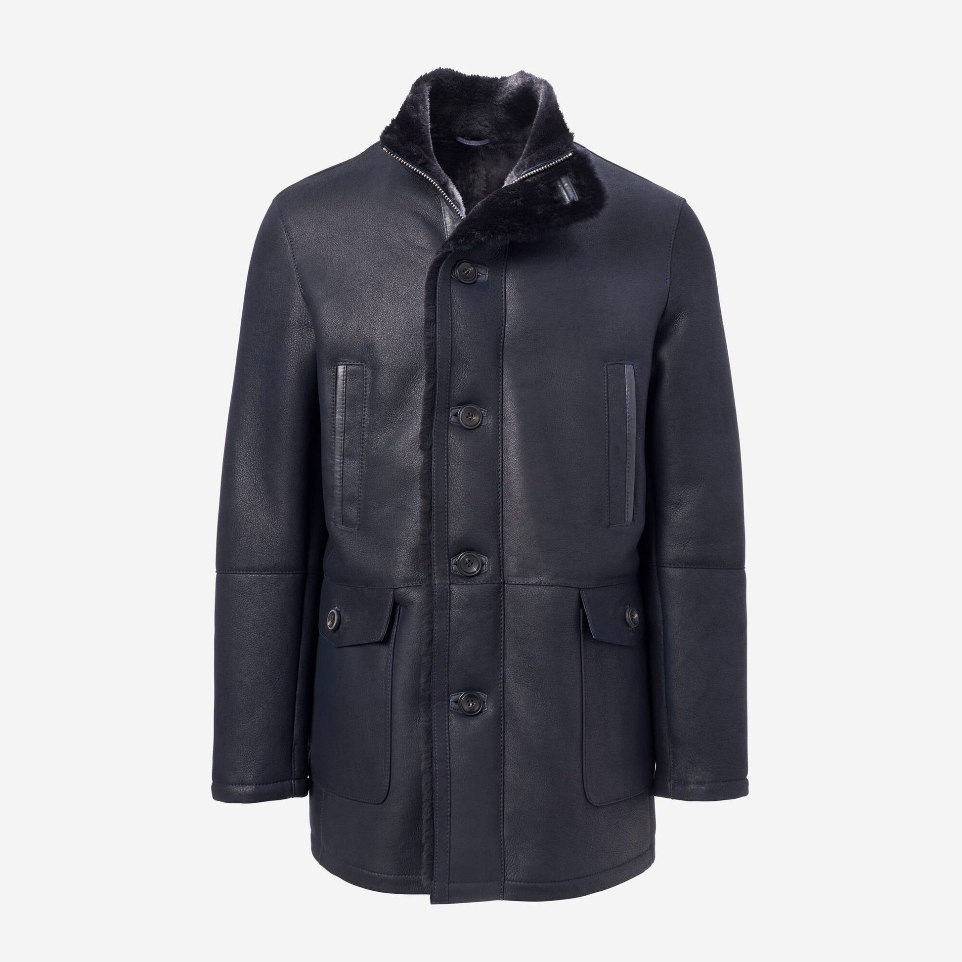 Shearling Hip Coat - Midnight Navy