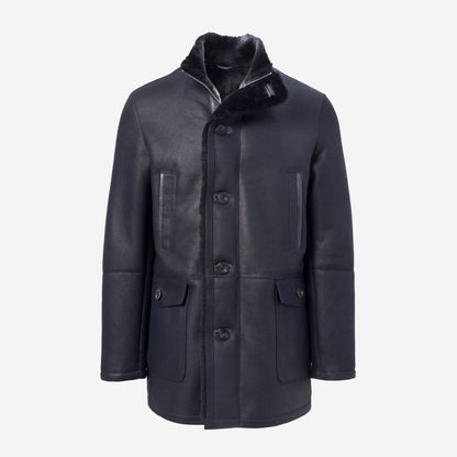 Shearling Hip Coat - Midnight Navy