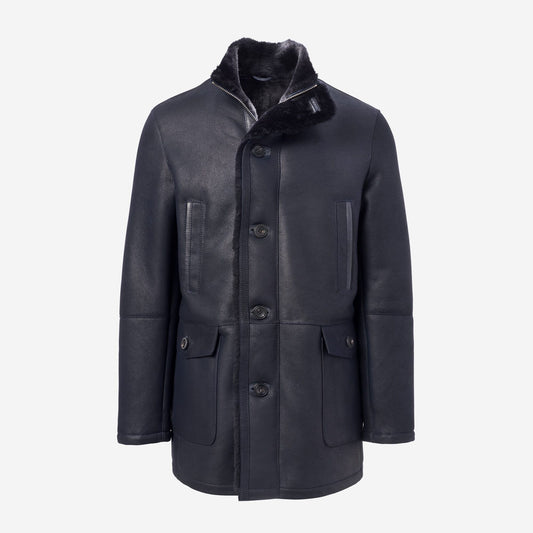 Shearling Hip Coat - Midnight Navy