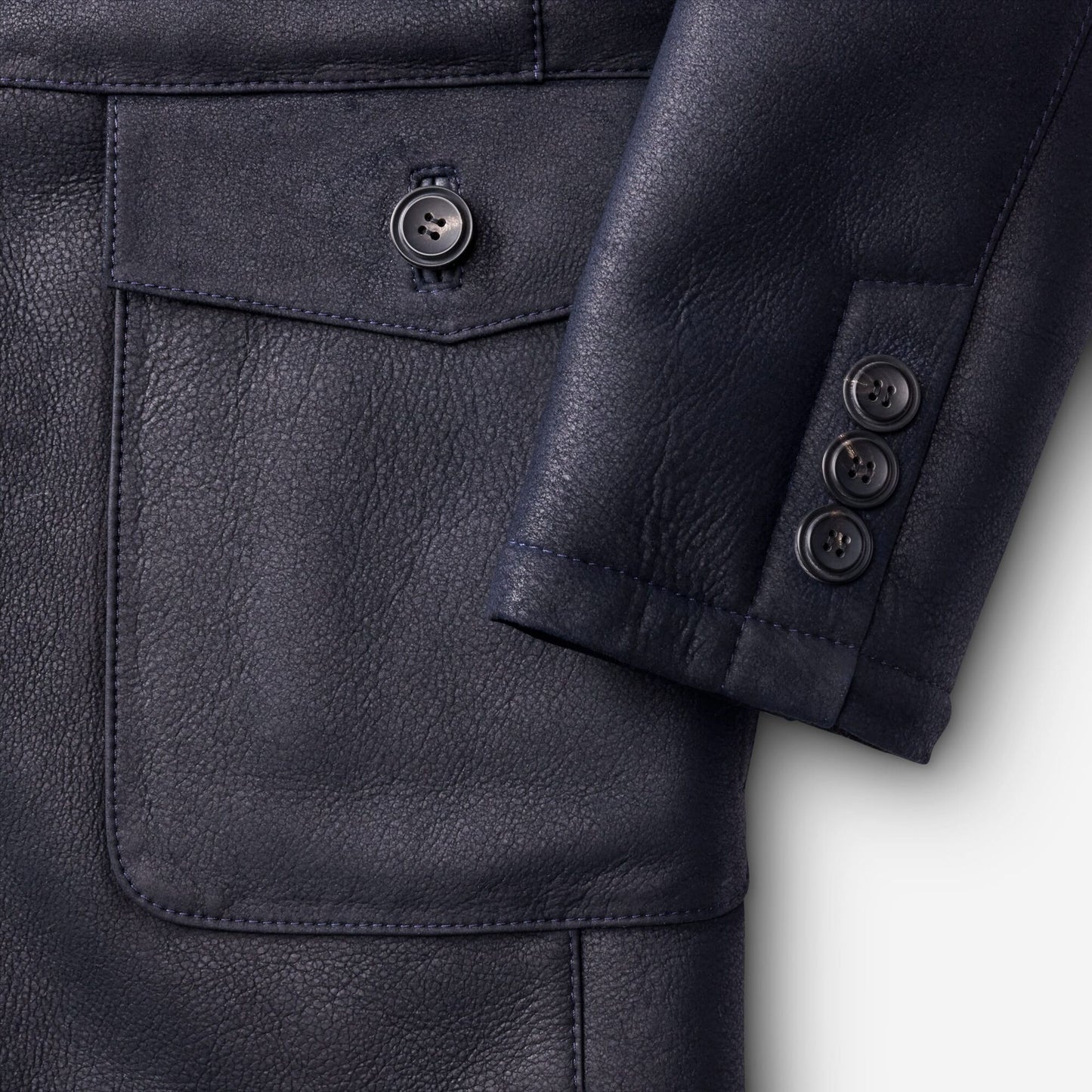 Shearling Hip Coat - Midnight Navy