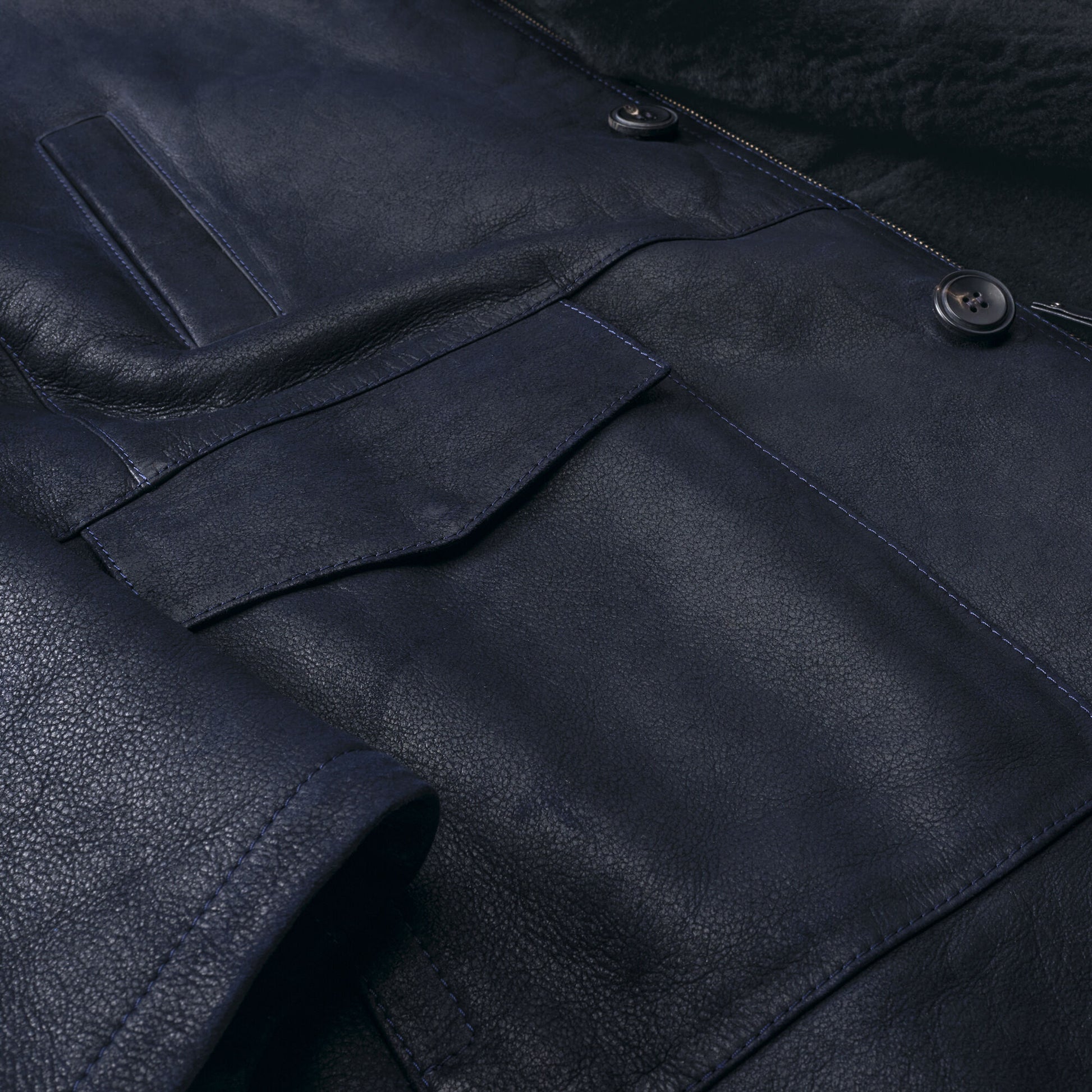 Shearling Hip Coat - Midnight Navy