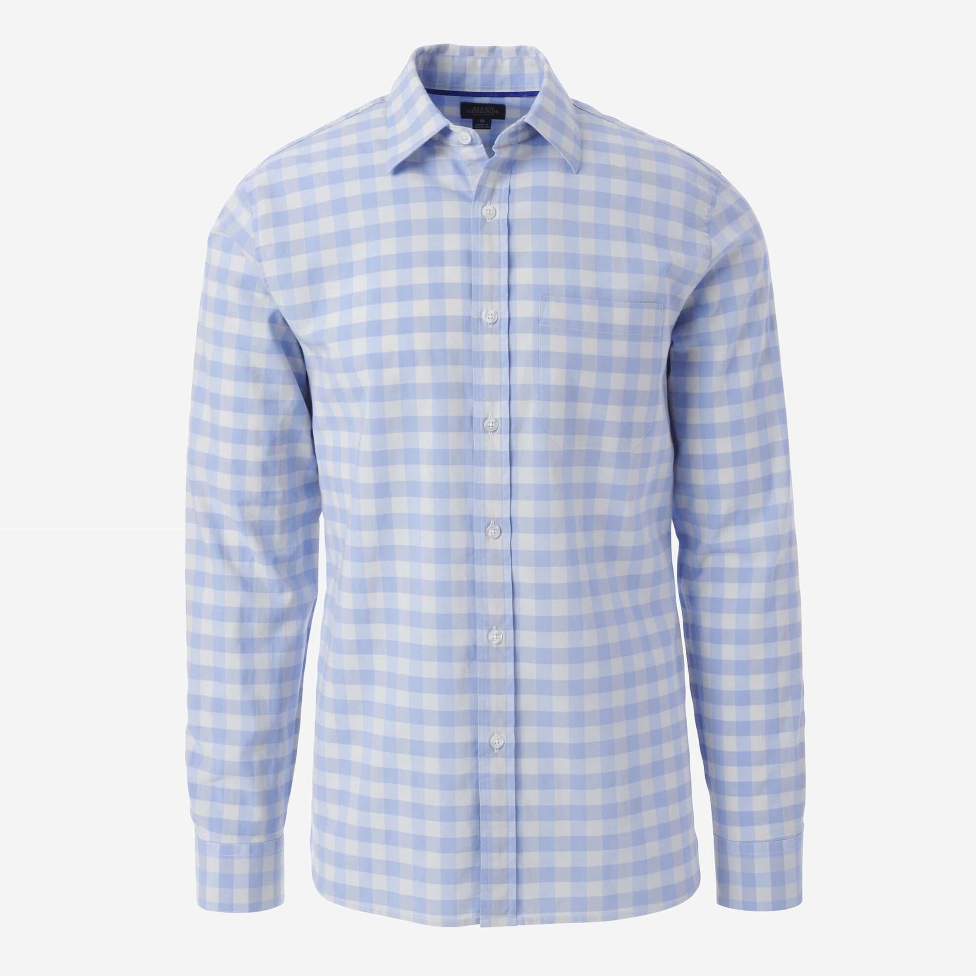 Gingham Cotton Sport Shirt - Blue/Ivory