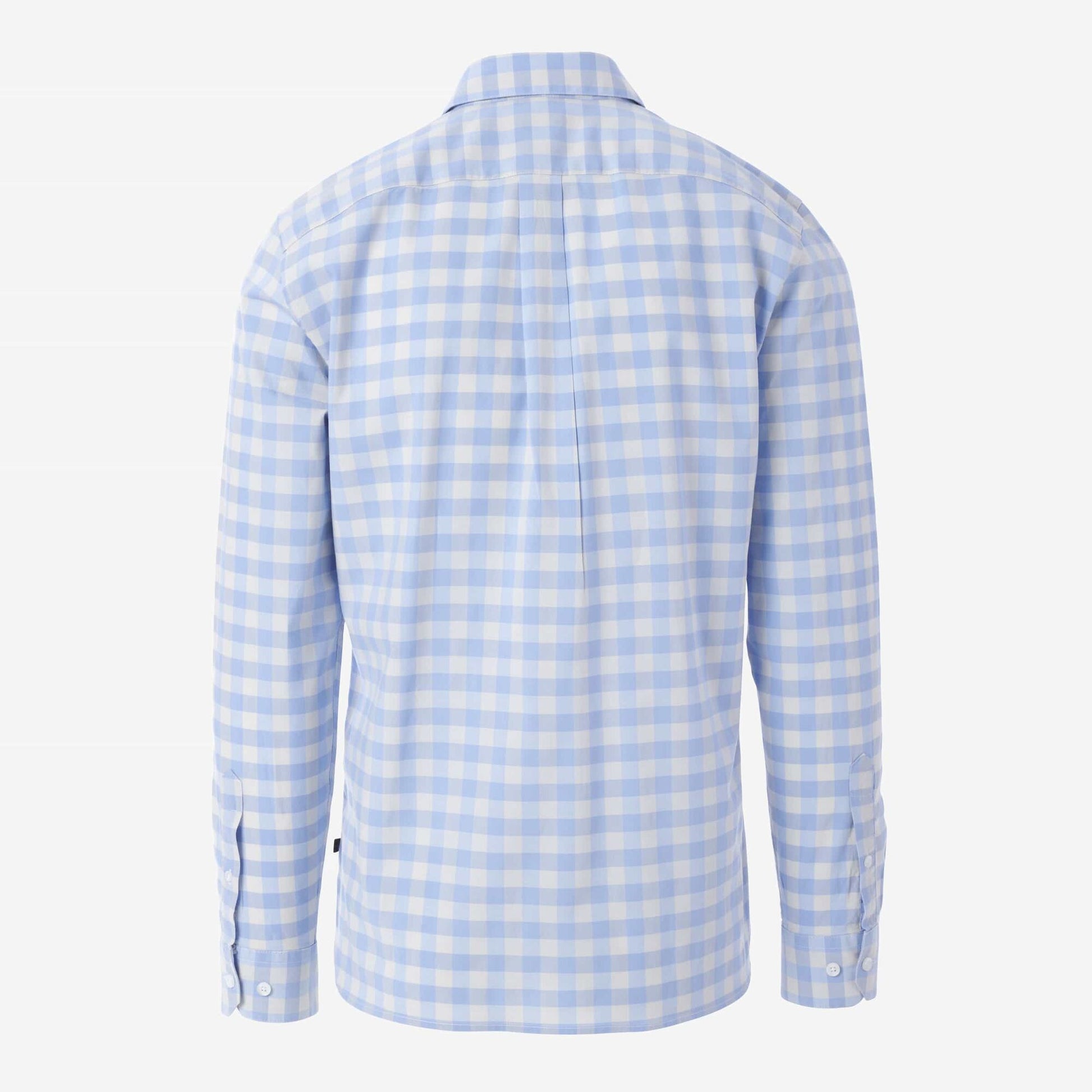 Gingham Cotton Sport Shirt - Blue/Ivory