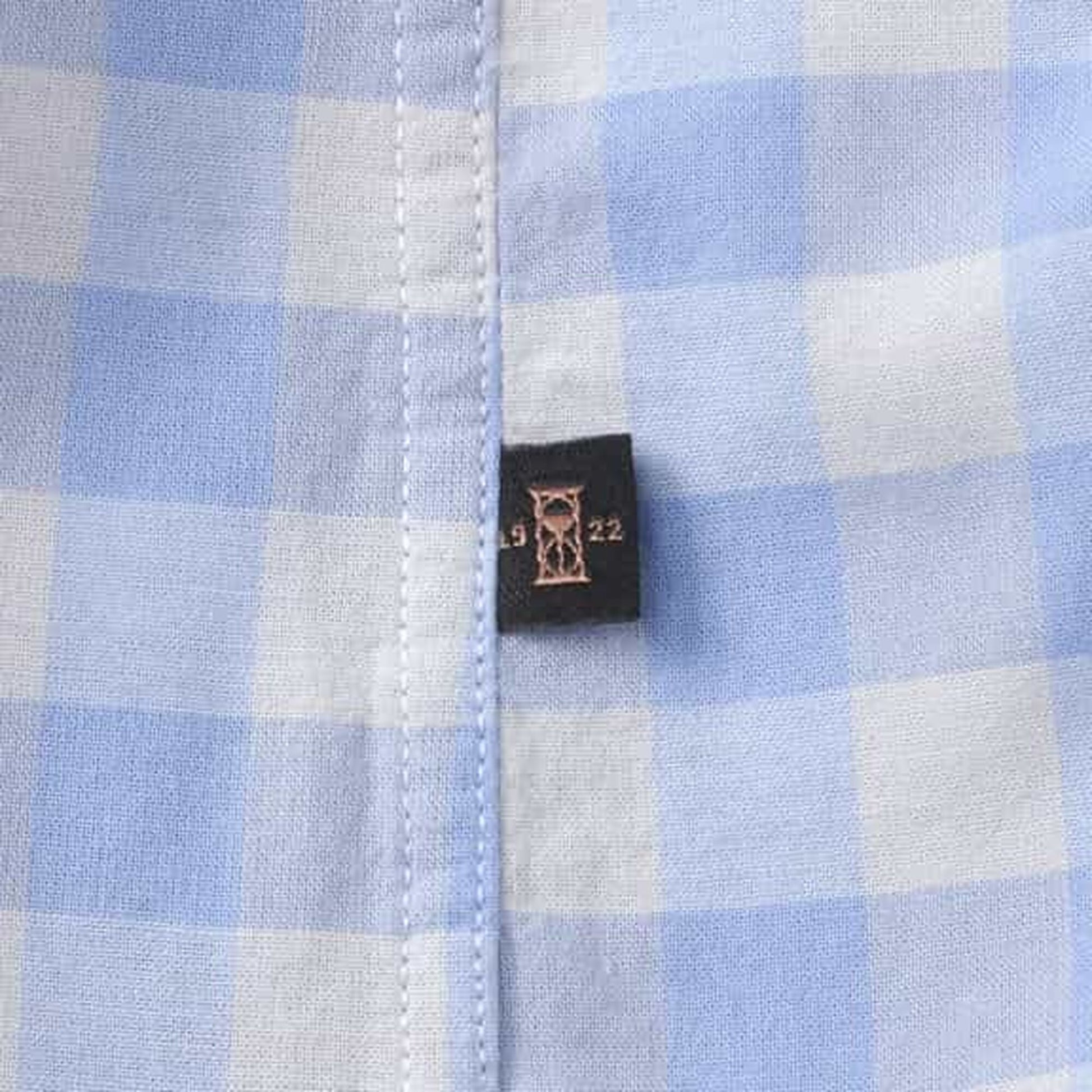 Gingham Cotton Sport Shirt - Blue/Ivory