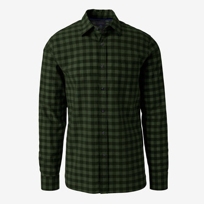 Gingham Cotton Sport Shirt - Olive