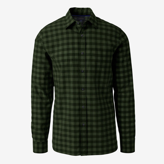 Gingham Cotton Sport Shirt - Olive