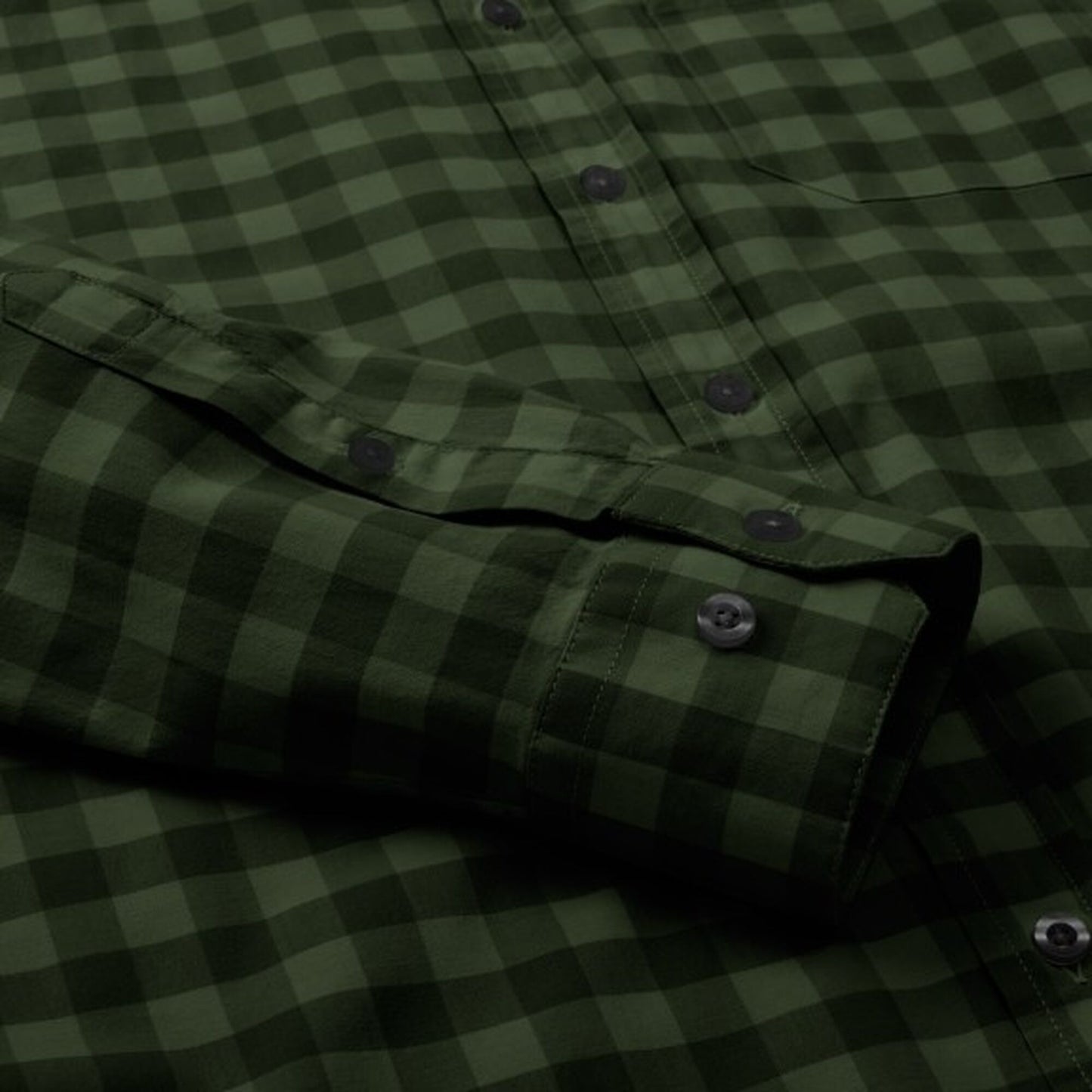 Gingham Cotton Sport Shirt - Olive