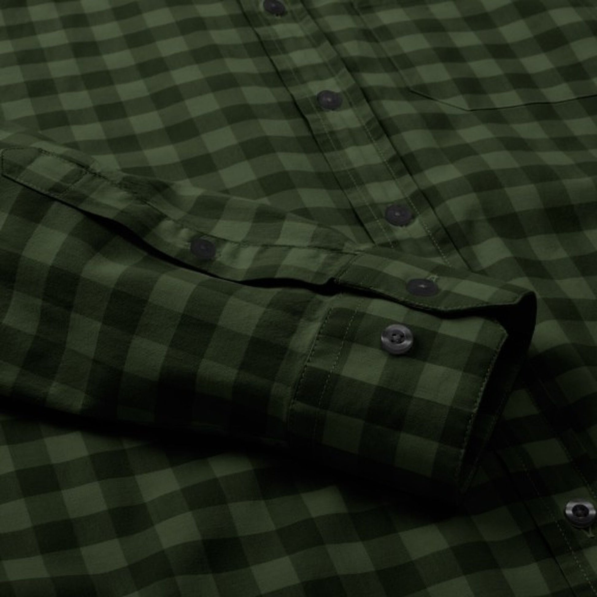 Gingham Cotton Sport Shirt - Olive