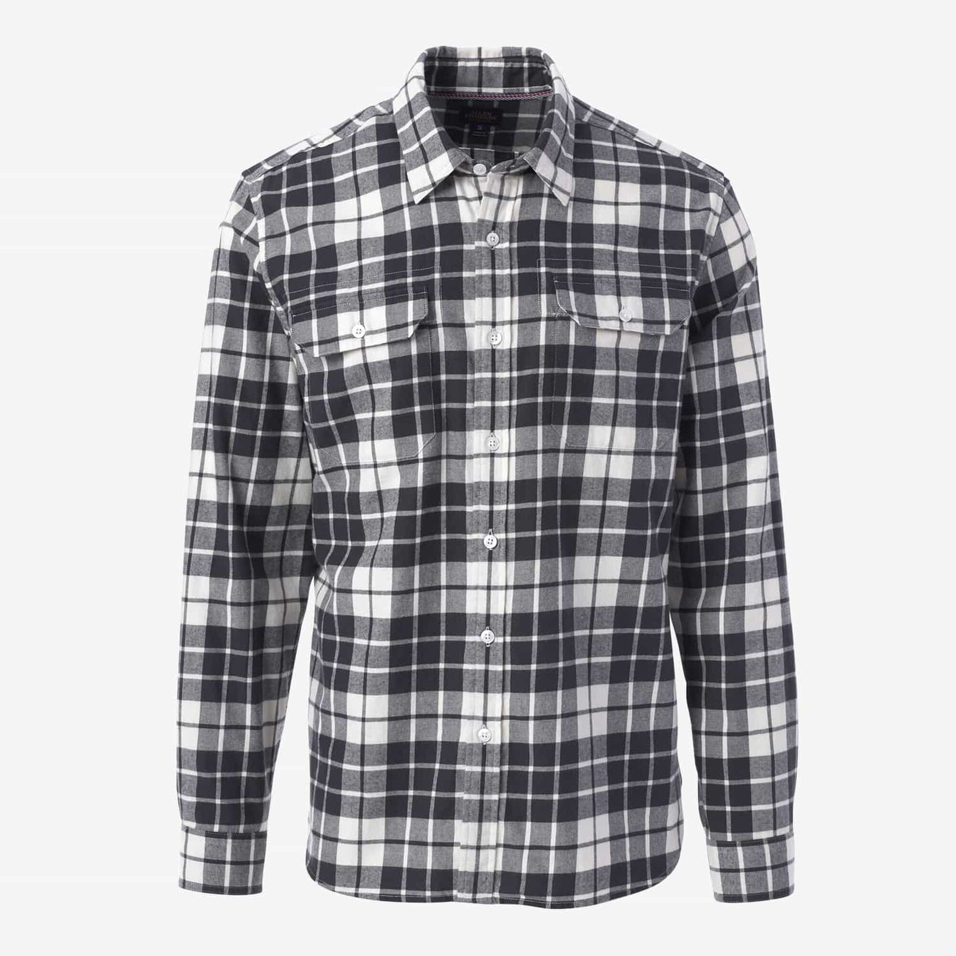 Plaid Cotton Work Shirt - Black and White