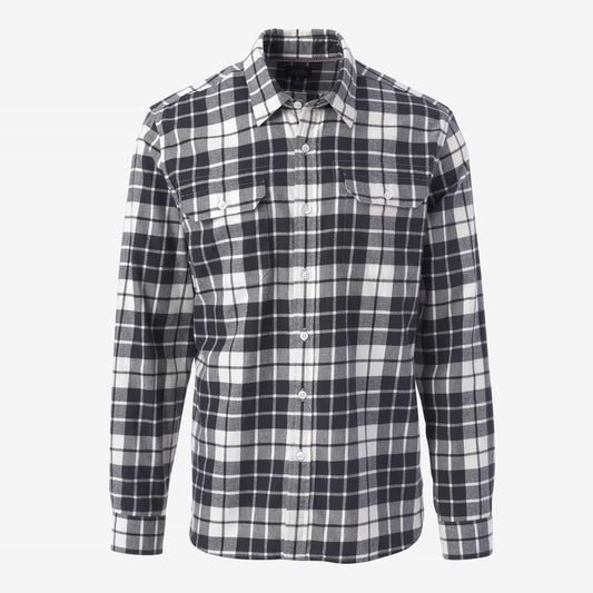 Plaid Cotton Work Shirt - Black and White