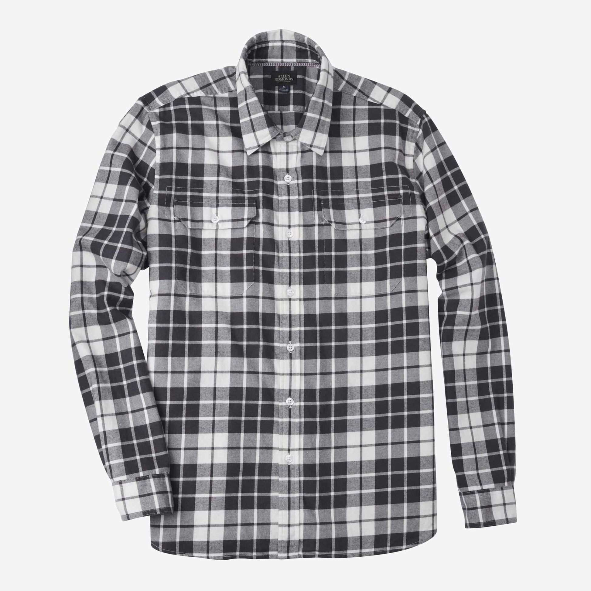 Plaid Cotton Work Shirt - Black and White