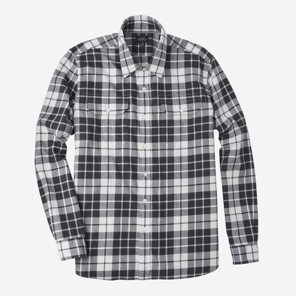 Plaid Cotton Work Shirt - Black and White