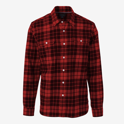 Plaid Cotton Work Shirt - Red and Black